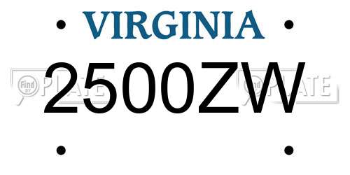 2500ZW Virginia License Plate