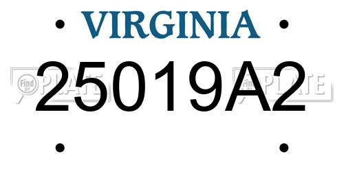 25019A2 Virginia License Plate