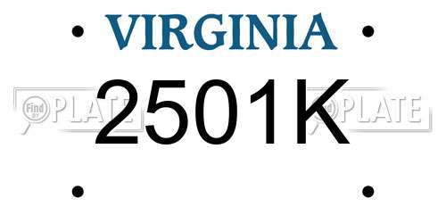 2501K Virginia License Plate