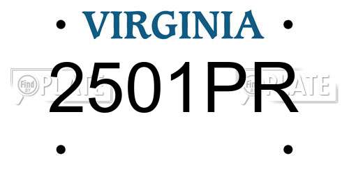 2501PR Virginia License Plate