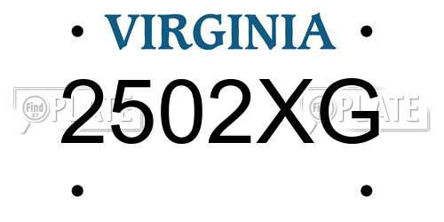 2502XG Virginia License Plate