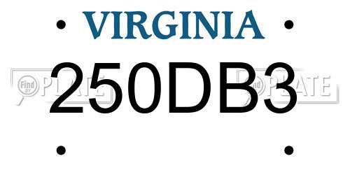 250DB3 Virginia License Plate