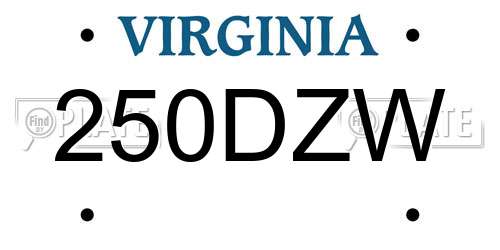 250DZW Virginia License Plate