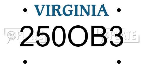 250OB3 Virginia License Plate