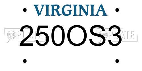 250OS3 Virginia License Plate