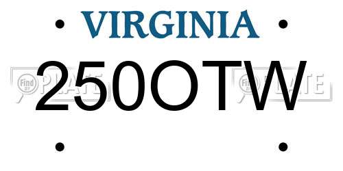 250OTW Virginia License Plate