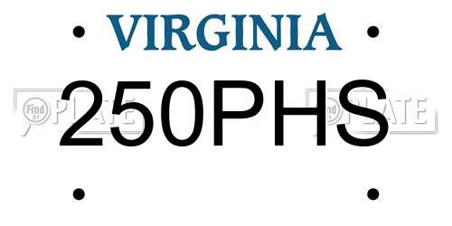 250PHS Virginia License Plate