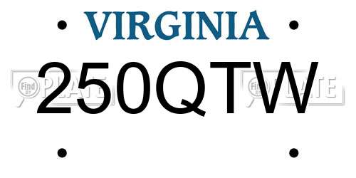 250QTW Virginia License Plate
