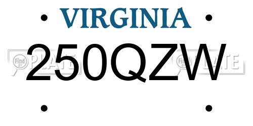 250QZW Virginia License Plate