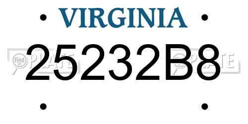 25232B8 Virginia License Plate