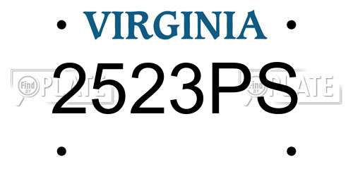 2523PS Virginia License Plate