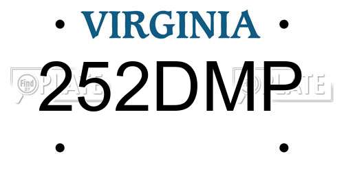 252DMP Virginia License Plate