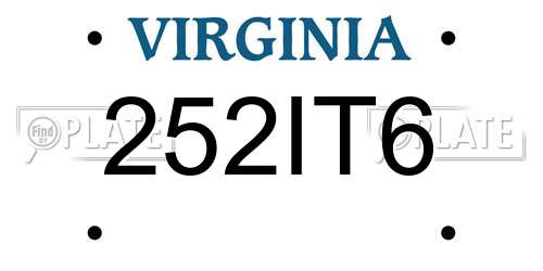 252IT6 Virginia License Plate