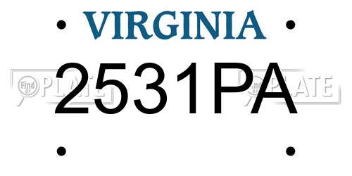 2531PA Virginia License Plate