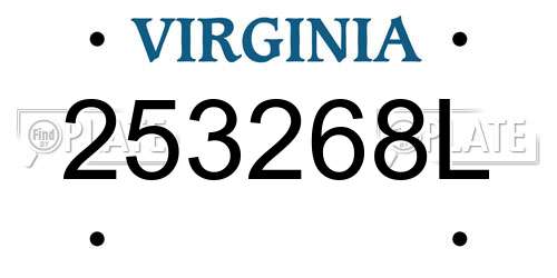 253268L Virginia License Plate