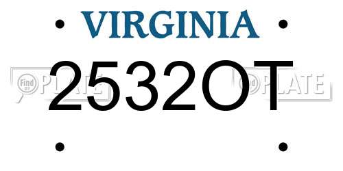 2532OT Virginia License Plate