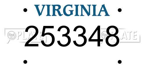 253348 Virginia License Plate