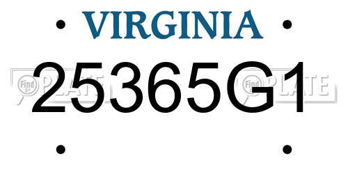 25365G1 Virginia License Plate