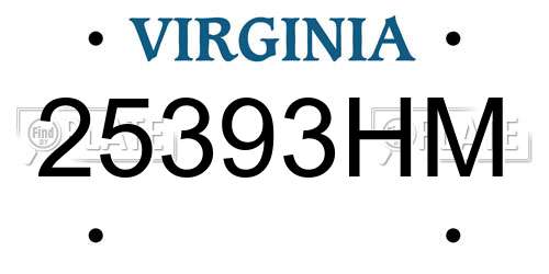 25393HM Virginia License Plate