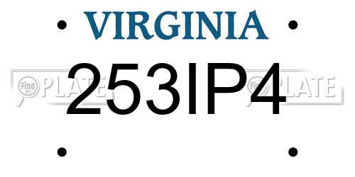 253IP4 Virginia License Plate