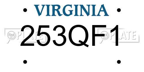 253QF1 Virginia License Plate
