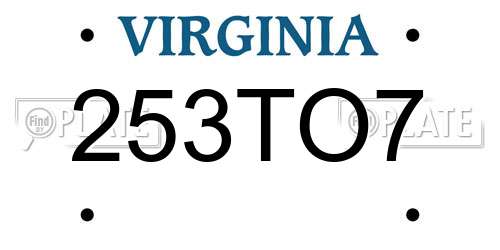 253TO7 Virginia License Plate