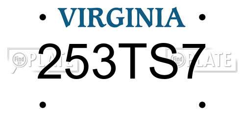 253TS7 Virginia License Plate