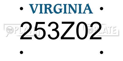 253Z02 Virginia License Plate