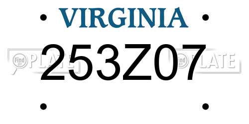 253Z07 Virginia License Plate