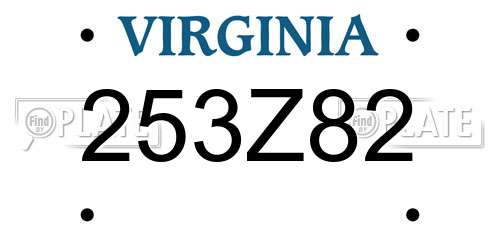 253Z82 Virginia License Plate
