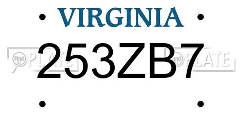 253ZB7 Virginia License Plate