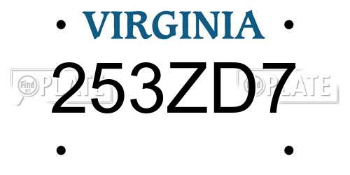 253ZD7 Virginia License Plate