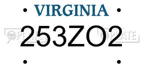 253ZO2 Virginia License Plate
