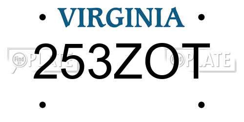 253ZOT Virginia License Plate