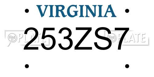 253ZS7 Virginia License Plate