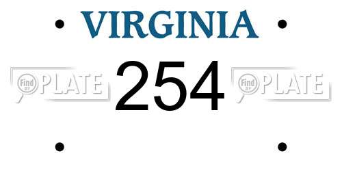 254 Virginia License Plate