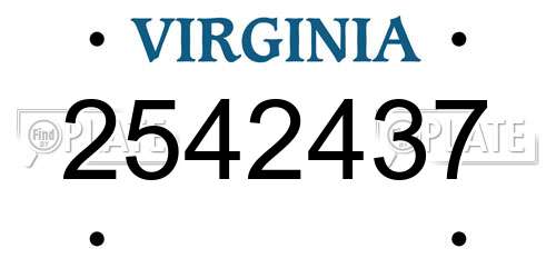 2542437 Virginia License Plate