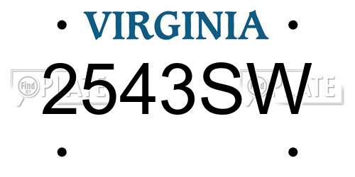 2543SW Virginia License Plate