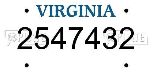 2547432 Virginia License Plate