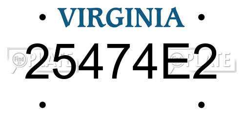 25474E2 Virginia License Plate