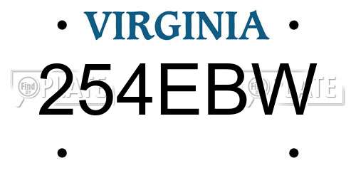 254EBW Virginia License Plate