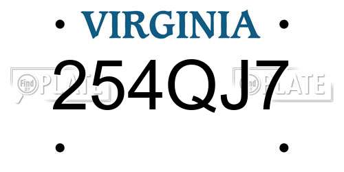 254QJ7 Virginia License Plate