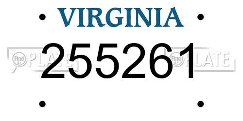 255261 Virginia License Plate
