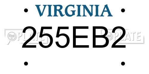 255EB2 Virginia License Plate