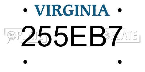 255EB7 Virginia License Plate