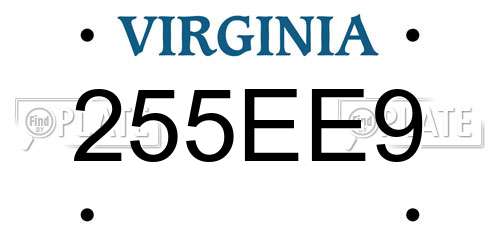 255EE9 Virginia License Plate