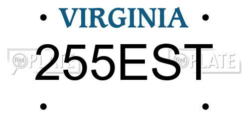255EST Virginia License Plate