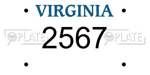 2567 Virginia License Plate