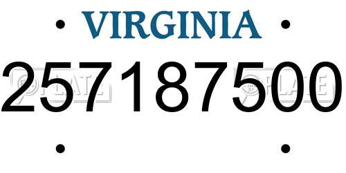 257187500 Virginia License Plate