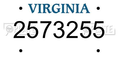 2573255 Virginia License Plate